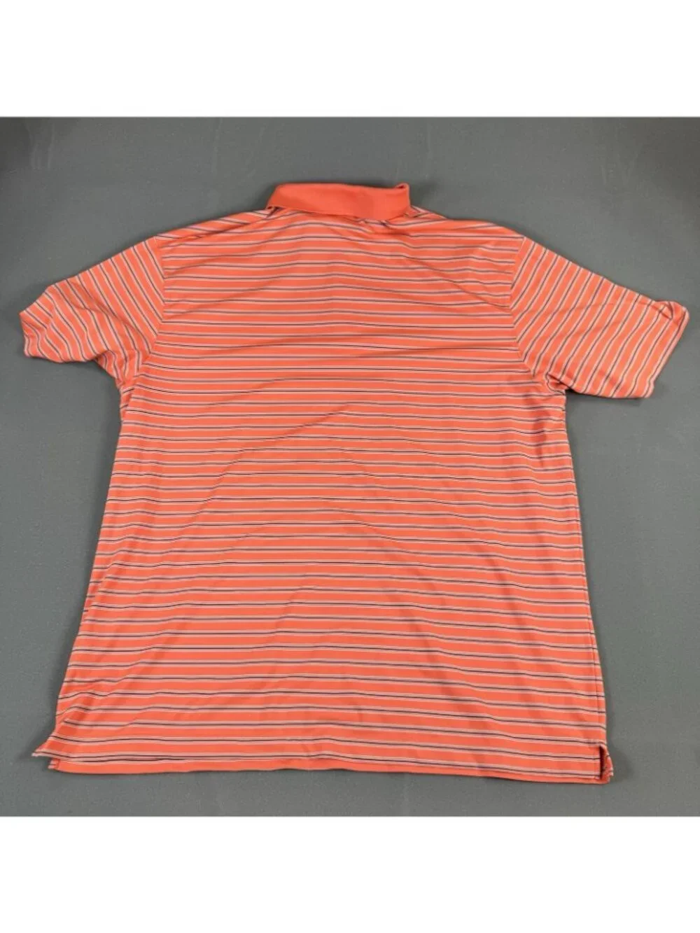 Nike Golf Polo Shirt Mens Size XL Orange Striped Dri-Fit Stretch Golf Summer